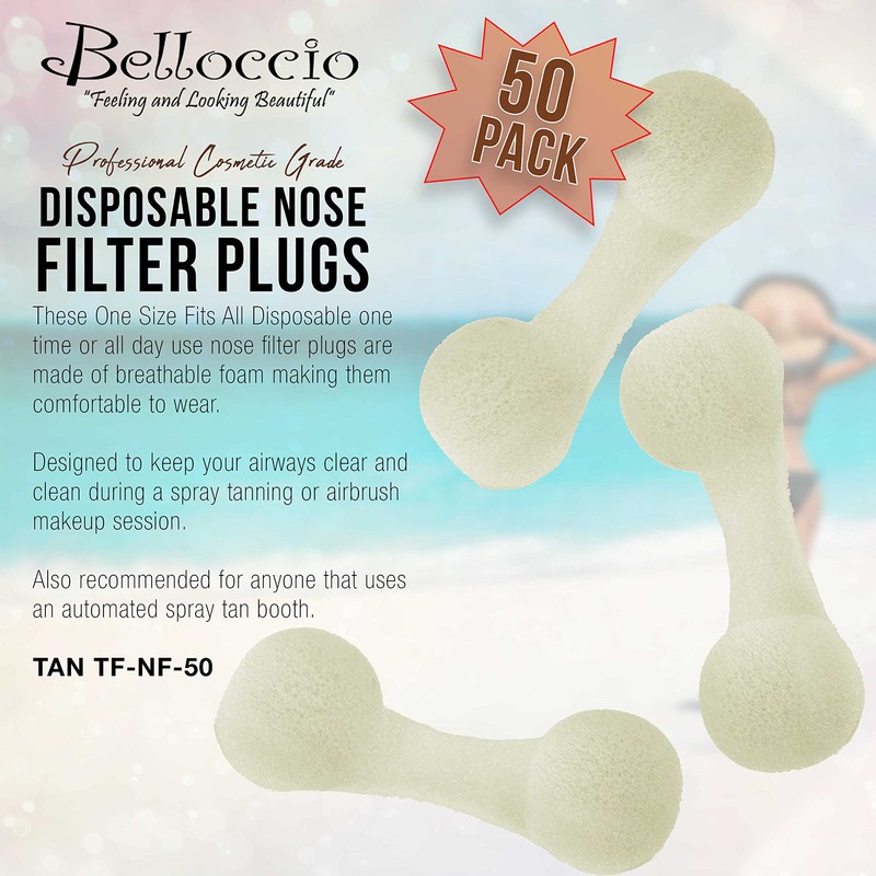 Belloccio Pack of 50 Disposable Nose Filter Plugs (Used For