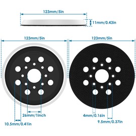 2Pcs Sander Pad Compatible with ROS10/ROS20/ROS20VS 5inch Premium Sander Backing Pad with 8 Holes Durable Hook and Loop Replacement Orbital Sanding Pad for Grinding PoUYWH(silver)