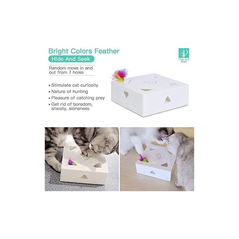 Migipaws Upgrade Rainbow Feather Replacement for Cat Magic Box, 6pcs