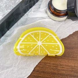 Orange Shape Lemon Gripping Clip Fruit Print Hair Claws Non Slip Hair Claws Clips Cute Vivid Color Women Girls Hair Accessories Clips and Barrettes Decoration,Hair Care 3" Medium