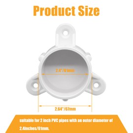 Biaungdo 2 Inch PVC Table Leg Cap Fittings Furniture Grade Rod Holder White Screw Tab Caps with Mounting Screws for Making Storage Shelves Support Feet (4 Pcs)