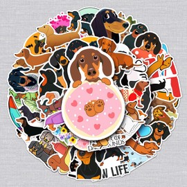 Dachshund Sticker Set 50 Pieces Cute Decoration for Car Laptop Skateboard Bicycle Moped Motorcycle Bicycle Computer Suitable for Adults Children