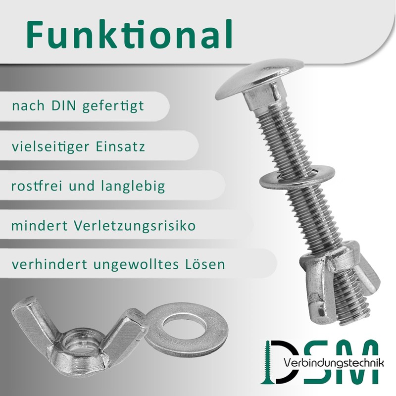DSM - Carriage Bolts M6 x 110 mm DIN 603