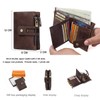 Mens Wallet Leather -Mens Genuine Leather RFID Blocking Trifold Double