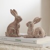 Set of 2 Easter Bunny Figures Made of Resin, Brown