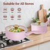 M MELENTA Pots and Pans Set Non Stick, Pink Ceramic