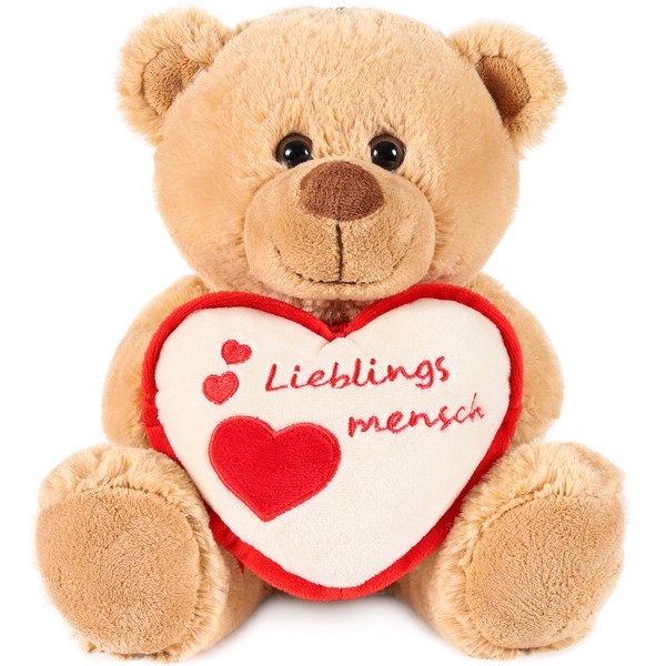 Brubaker Teddy Bear with Heart Red Beige - Lieblingsmensch -
