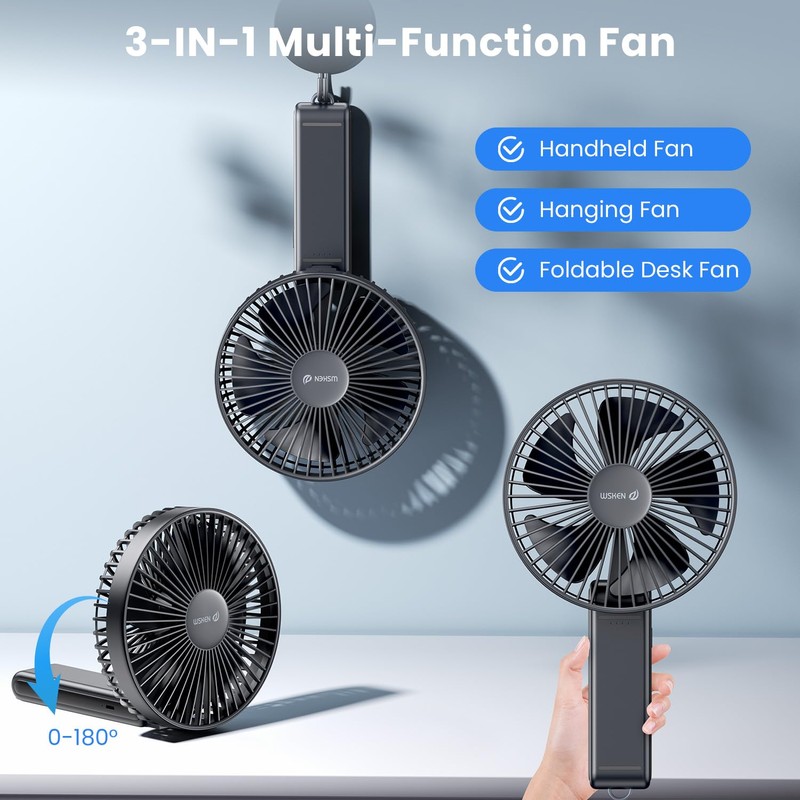 WSKEN Desk Fan Small Quiet - 180° Foldable Portable Fan