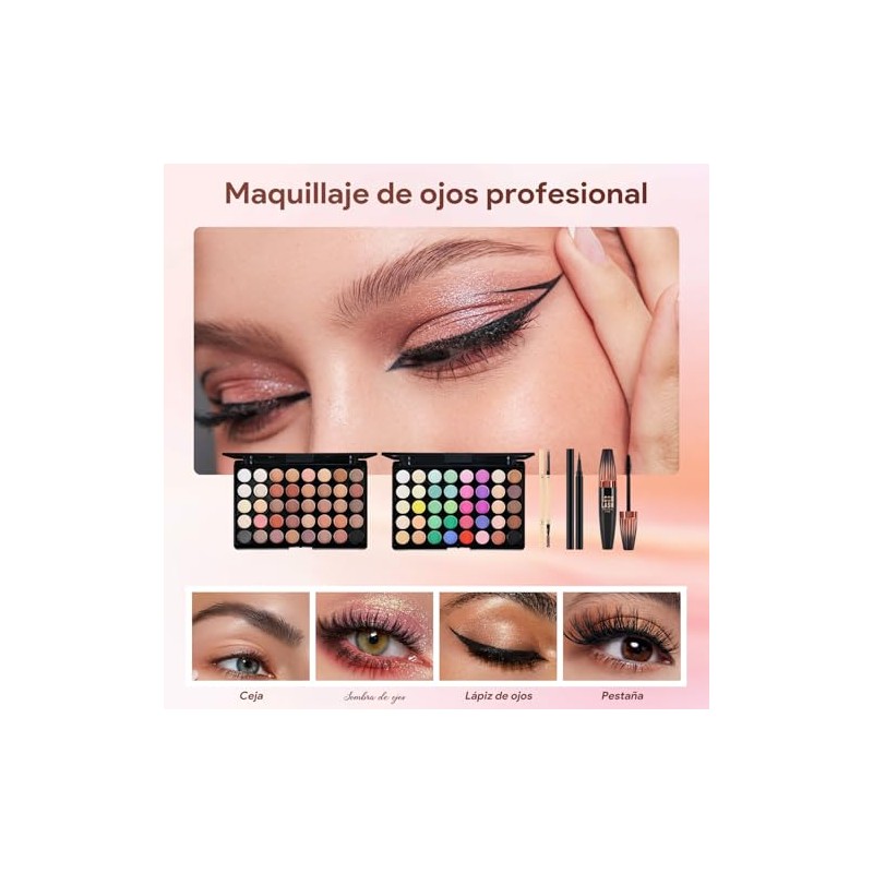 Kit Maquillaje Profesional Completo Mujer Principiante Set Base Sombras Ojos