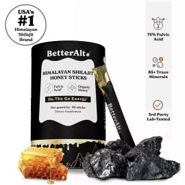Better Alt Pure Himalayan Shilajit Sticks with Organic Honey, Saffron