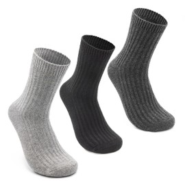 Fuchs Camper 85% Alpaca Wool 3 Pairs Alpaca Socks Wool Socks Men Women Winter Socks, Thin - Dark Grey Black Grey