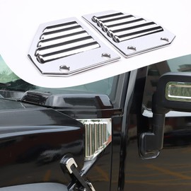 Vent Cover Chrome Hood Bezel Trim Compatible with Hummer H2 2006-2009， Engine Side Air Vent Grilles Cover, Auto Exterior Hood Side Air Vent Trim Cover Accessories, (2PCS) (bright light)