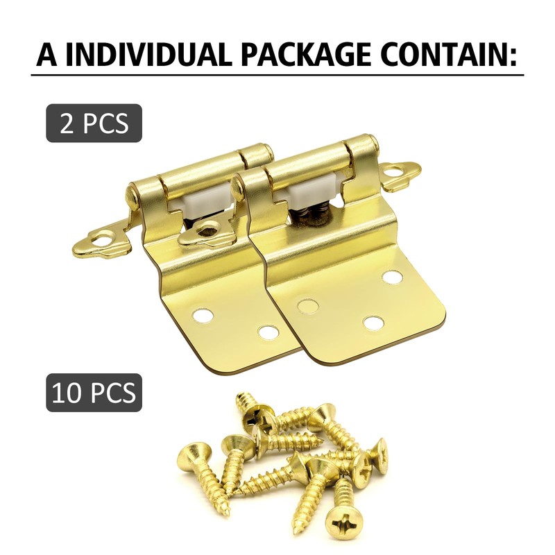 Brass Gold Cabinet Hinges for Kitchen Cabinet Door, 6 Pack