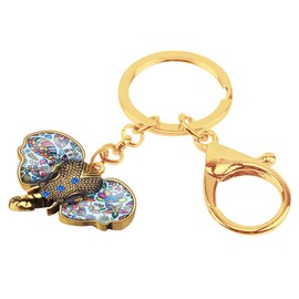 WEVENI Llavero de elefante chapado en plata de oro, accesorios de moda, bolsa de joyería de coche, monedero, abalorios para mujeres y niñas, Azul / Patchwork, 28mm x 37mm