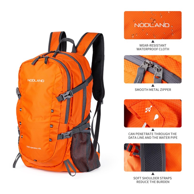 Sharkborough NODLAND Outdoor Backpack Folding Backpack Sports 40L Orange