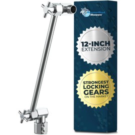 HammerHead Showers® ALL METAL 12-Inch Adjustable Shower Extension Arm – Raises Showerhead Height, Supports up to 10lbs – Chrome