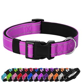 PenSeepet Reflective Dog Collar Padded with Soft Neoprene Breathable Quick Release Basic Dog Collars for Puppy Small Dogs Dark Magenta