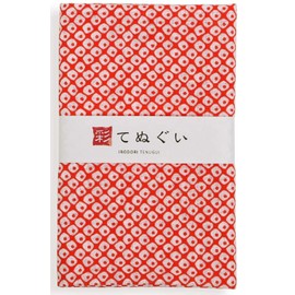 KOMESICHI irodori Japanese Traditional Towel Tenugui Shikanoko (Vermilion) 12.99 x 34.64 in with Tenugui Iroha (English Manual)