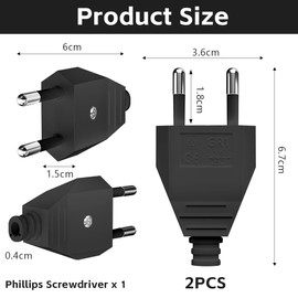 AXFEE Pack of 2 Euro Plugs, 250 V 2.5 A Euro Power Plug, Flat Plug, Euro Plug Flat, Protective Contact Plug, Euro Plug for 8-10 mm Cable, IP44, Durable and Shatterproof (Black)