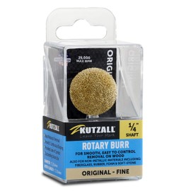 Kutzall Original Sphere Rotary Burr, 1⁄4" Shaft, Fine - Wood Carving Bit for Bosch, DeWalt, Milwaukee Tools. Abrasive Tungsten Carbide Coating, 1" (25.4mm) Head Diameter, S-1G
