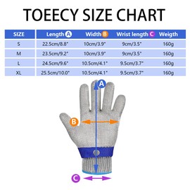 TOEECY Cut Resistant Gloves Cut Resistant Gloves Kitchen Level 5 Stainless Steel Wire Work Gloves for Oysters Shucking Meat Cutting and Exfoliating with Inner Gloves (L)