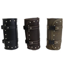 Motorcycle Mini Tool Bag Synthetic Leather Cylindrical [Black・Brown・Dark Brown]/Magna/Virago/DS/Touring/American/Small Items Storage/Tool Storage/Fork (Black)