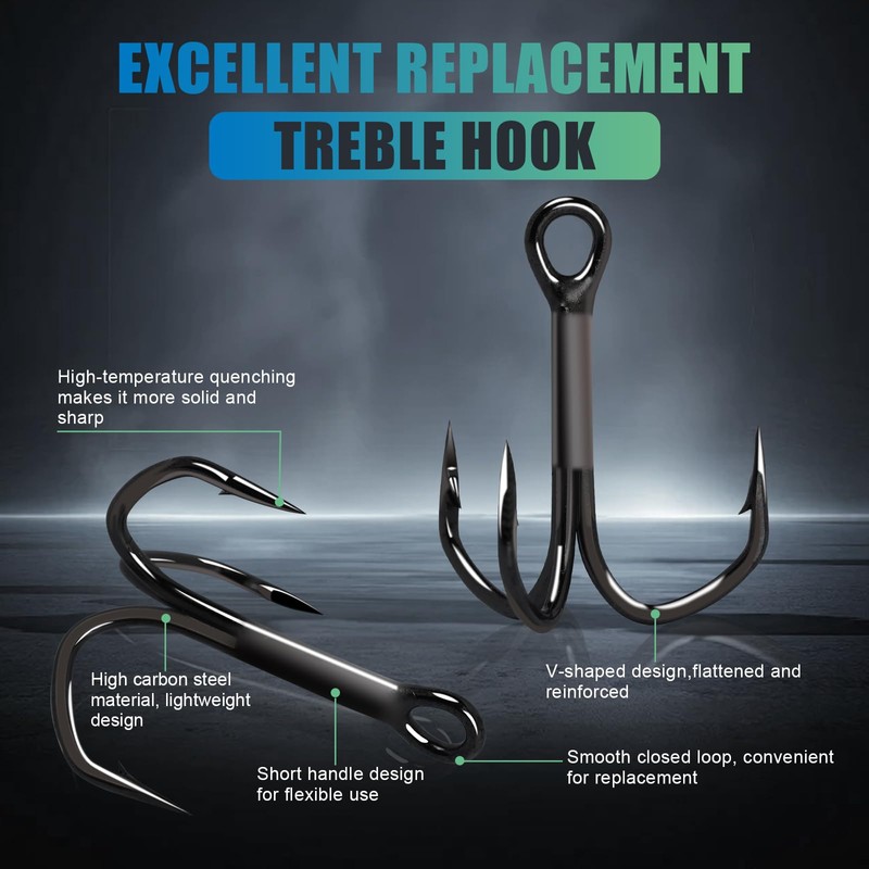 Fishing Treble Hooks 3X Strong Professional V Triple Fishing Hooks