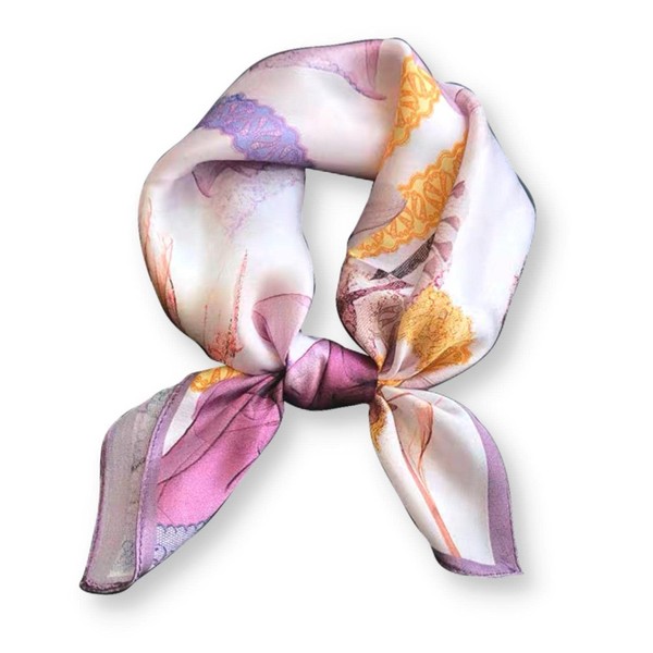 PoeticEHome 100% Mulberry Silk Neck Scarf 21"x21" Small Square Scarfs