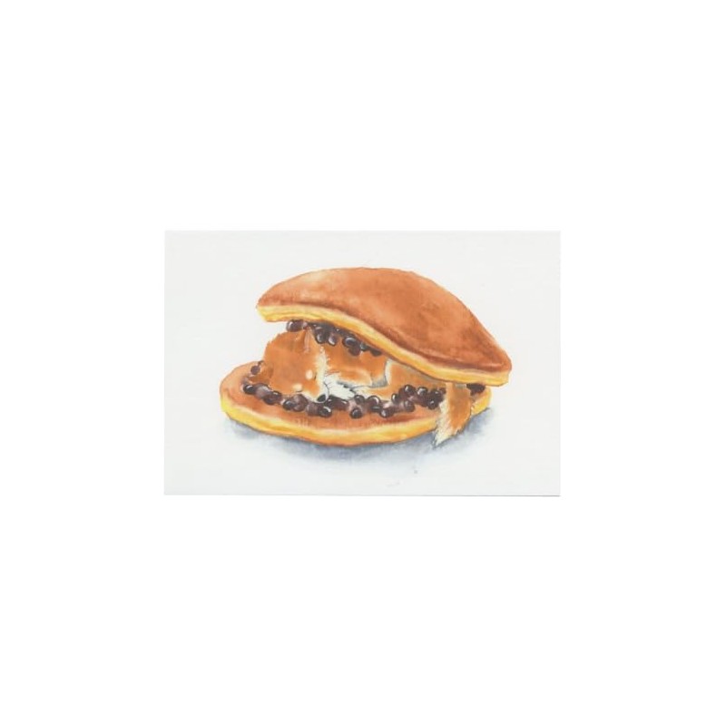 Natsuka Murata B12-PU-70 Postcard Shiba Dog and Snack [Dorayaki] Cute