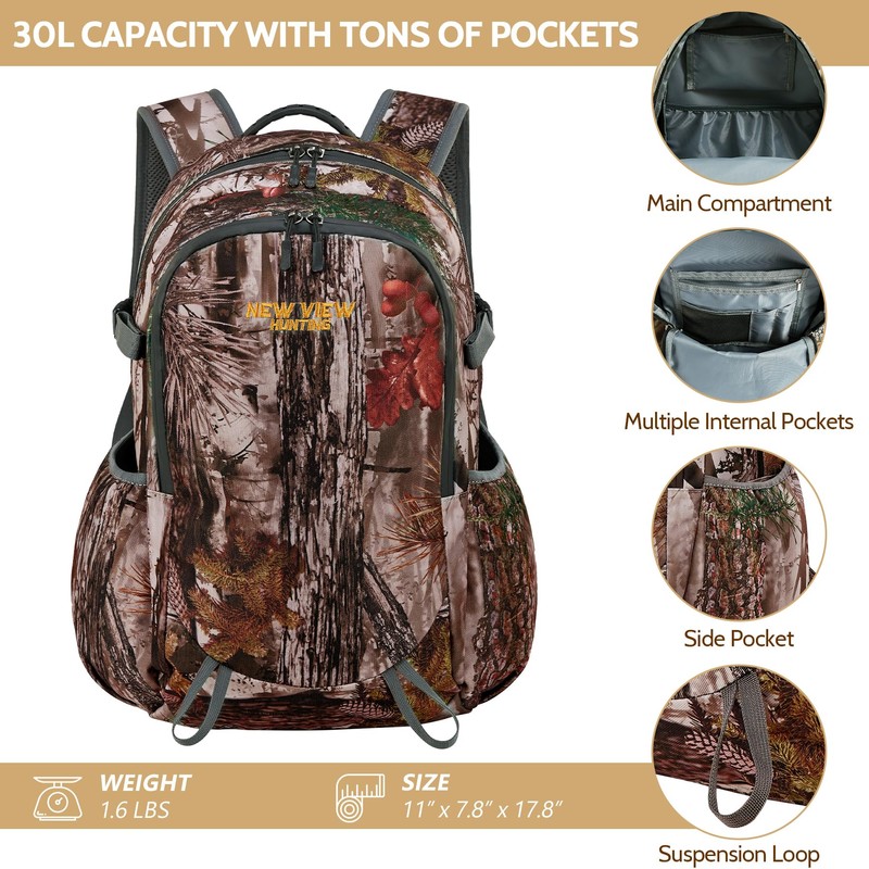 NEW VIEW Hunting Backpack 30L for Kids & Youth, Camo