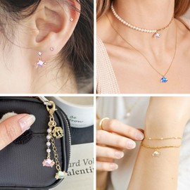 Beadthoven - Dijes de vidrio de circonita cúbica para hacer joyas, collar de diamantes de imitación, encantos de metal dorado para mujeres, pulseras de bricolaje, arete, gargantillas, accesorios