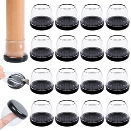 16PCS Furniture Sliders for Carpeted Floors, Extra Large Chair Leg Sliders for Carpet & Hardwood, Round Teflon Chair Glides Magic Super Sliders Covers Furniture Pads(Clear, Fit 1.4"-1.8")