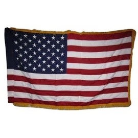 Moon Knives 3x5 Embroidered USA American Gold Fringe Sleeve Synthetic Cotton Flag 3x5 Pin - Party Decorations Supplies For Parades - Prime Outside, Garden, Men Cave Decor Flag