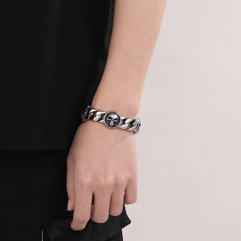 Klapgo Stainless Steel Gothic Skull Bracelet for Men and Women