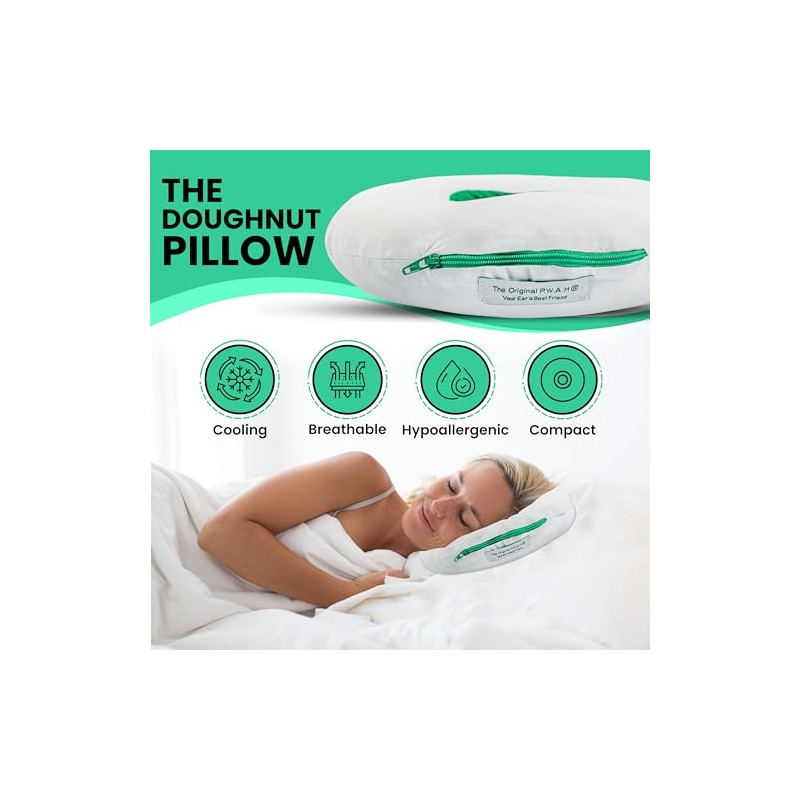 The Doughnut Ear Piercing Pillow with a Hole, UK Made
