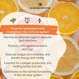 Vitamin C Tablets 1000mg High Dose + Bioflavonoids - High Strength Natural VIT C Complex Adults Ascorbic Acid - Immune Support. 180 Capsules. N2 Natural nutrition