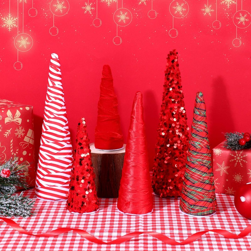 Anglechic 6 Pcs Christmas Mini Cone Trees Tree Glitter Table