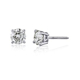 0.20-2.00 cttw Certified PREMIUM NATURAL Diamond Stud Earrings for Women 14 Karat Gold Earrings 4 Prong Setting with Screw Back Studs Fine Jewelry (0.20 cttw, white-gold)