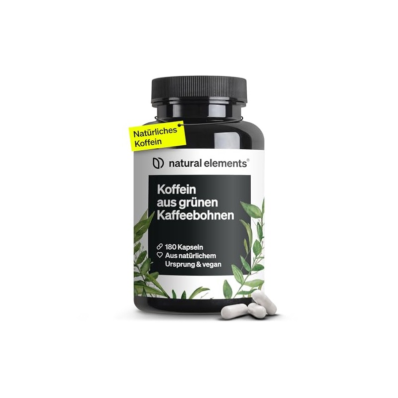 natural elements Caffeine Capsules - 200mg Natural Caffeine / Capsule