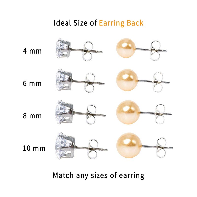 925 Sterling Silver Hypoallergenic Secure Earring Backs (4pcs)