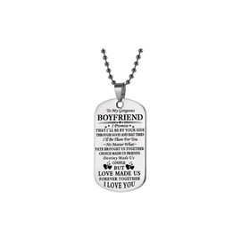 SBI Jewelry for Boyfriend Dog Tag Silver Necklace for Women Pendant Stainless Steel Couple Necklaces Forever Together I Love You