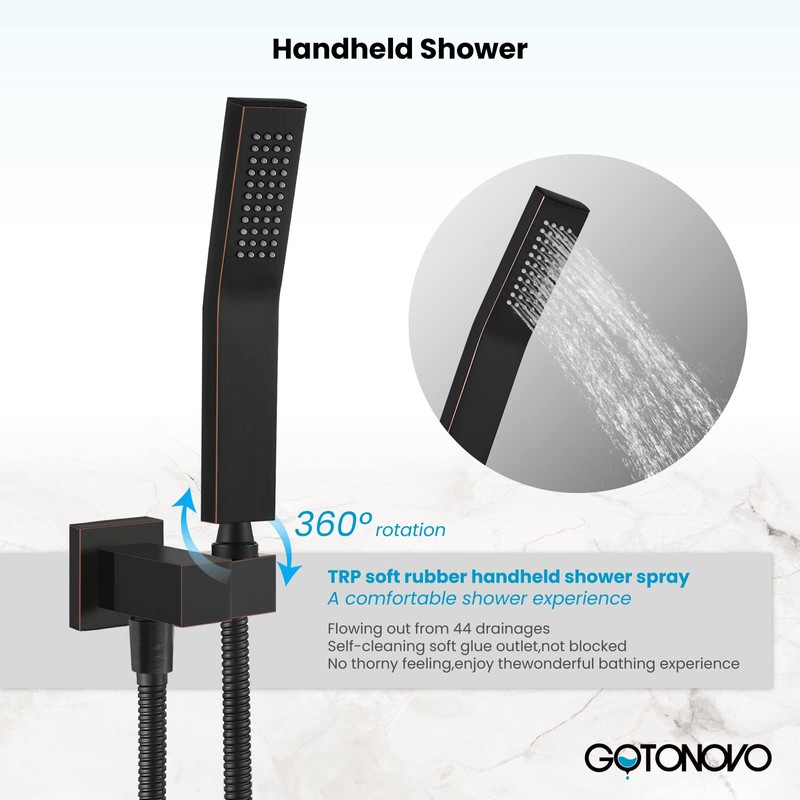 gotonovo Oil-Rubbed Bronze Solid Brass Hand Held Shower Head Wall