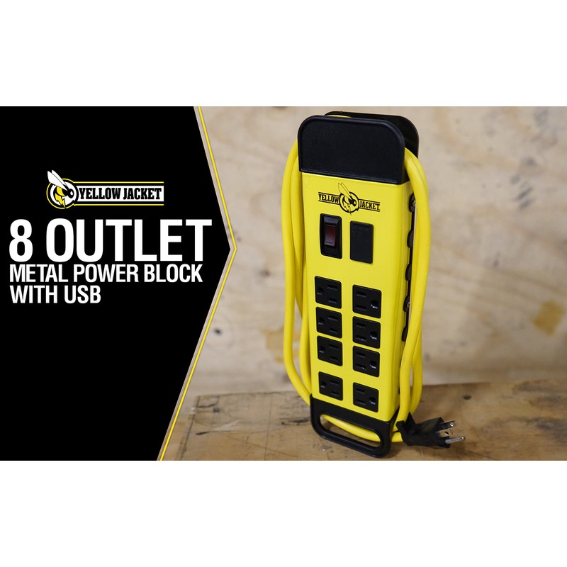 Yellow Jacket - Tira protectora de sobretensión de metal, 8-Outlet