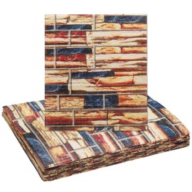 HARFINGTON 20pcs 3D Brick Effect Wall Panels 29 sq.Ft Coverage Peel and Stick Brick Wall Tile, 13.8"x15.2" Waterproof Brick Design Wallpaper Backsplash, Yellow and Black