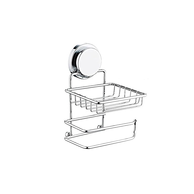 Metalife Toilet Roll Holder No Drilling with Shelf