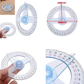 Androxeda Round Protractor Ruler, 4 Pieces 360 Angle Ruler Measuring Tool Template Protractor Finder Rotary Arm Angle Ruler Student Classroom Classroom Office Supplies