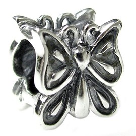 Queenberry Sterling Silver Butterfly European Style Bead Charm