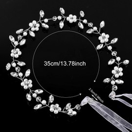 Crystal Pearl Flower Headband, Subtlety Bridal Headdress Wedding Bride Headband Baptism Headpiece Flower Women Headpiece Crystal Pearl Hair Accessories for Women (Silver)