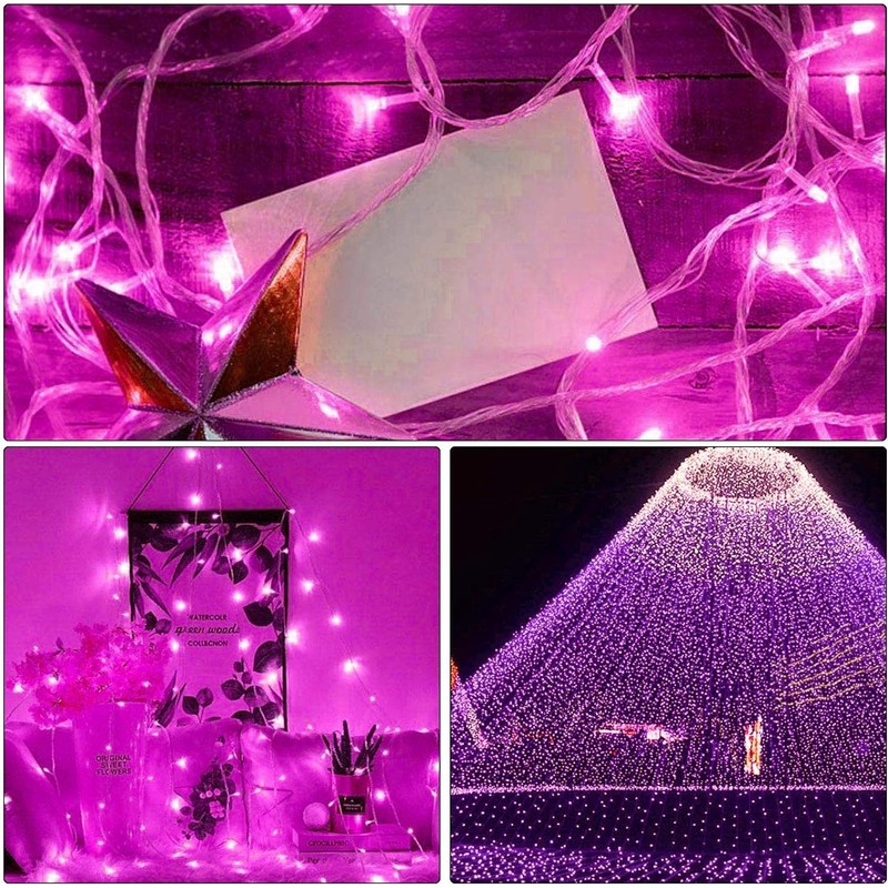 ILLUMINEW Pink String Lights Outdoor Valentines Day Decorations, 8 Modes