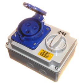 32 Amp 230V 3 Pin Interlock Socket Switched 2P+E Single Phase Blue